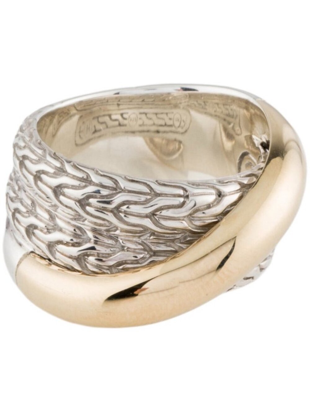 JOHN HARDY STERLING SILVER & 14K YELLOW GOLD ESSENTIAL CROSSOVER RING